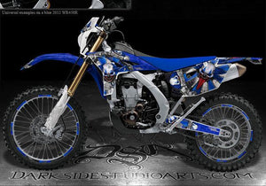 Graphics Kit For Yamaha 2012-2013 Wr450F  Decals "The Freak Show" For Blue Plastics Parts - Darkside Studio Arts LLC.