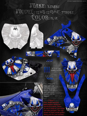 Graphics Kit For Yamaha Yz125 Yz250 2002-2013 2-Stroke   "The Freak Show" 4 Blue Parts - Darkside Studio Arts LLC.
