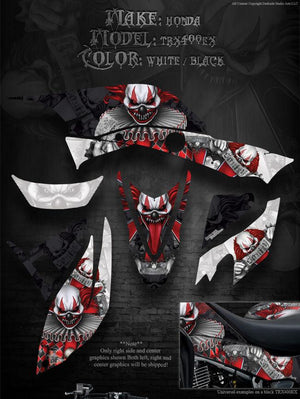 Graphics For Honda Trx400Ex 2008-Current  Decals  White & Black "The Freak Show" - Darkside Studio Arts LLC.