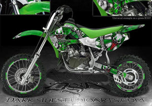 Graphics Kit For Kawasaki 00-13 Kx65  Decals 4 Green Parts "The Freak Show" 02-09 Klx110 - Darkside Studio Arts LLC.