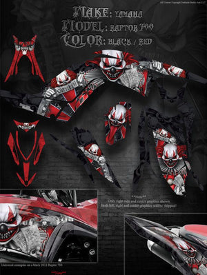 Graphics Kit For Yamaha Raptor 700 2013-2023 "The Freak Show"  For Black Plastics  Set - Darkside Studio Arts LLC.