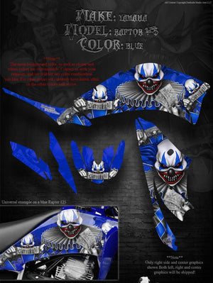 Graphics Kit For Yamaha Raptor 125  Design "The Freak Show"  For Blue Parts Accessories - Darkside Studio Arts LLC.