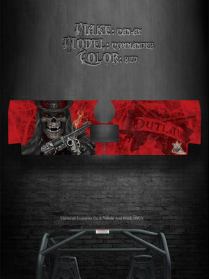 Graphics Kit For Can-Am Commander Tailgate   "The Outlaw" Viper Red Model - Darkside Studio Arts LLC.