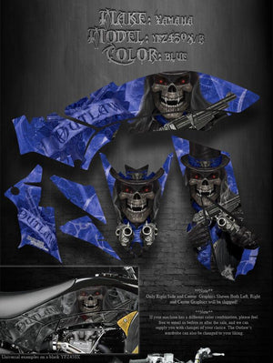 Graphics Kit For Yamaha Yfz450R Yfz450X Decal   "The Outlaw" Blue Fenders Accessory - Darkside Studio Arts LLC.