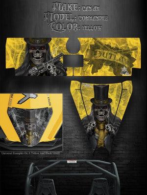 Graphics Kit For Can-Am Commander  Hood & Tailgate   "The Outlaw " All Yellow For Xt - Darkside Studio Arts LLC.