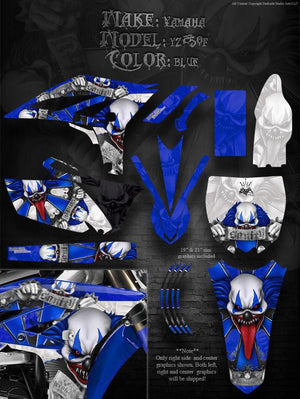 Graphics Kit For Yamaha Yz250 Yz250F 2010-2013 4-Stroke Only  "The Freak Show" Blue Decal - Darkside Studio Arts LLC.
