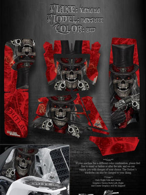 Graphics Kit For Yamaha Banshee  Set Designed For Red Plastics Parts "The Outlaw" - Darkside Studio Arts LLC.