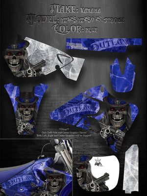Graphics Kit For Yamaha Yz125 Yz250 1996-2001 2-Stroke Only  "The Outlaw" Blue Decals - Darkside Studio Arts LLC.