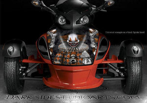 Graphics Kit For Can-Am Spyder Black Hood   Orange Accents "The Freak Show" Wrap Decal - Darkside Studio Arts LLC.