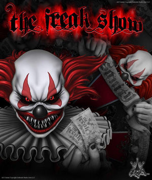 Graphics Kit For Yamaha Raptor 350  Decals "The Freak Show" For White Parts Red Accents - Darkside Studio Arts LLC.