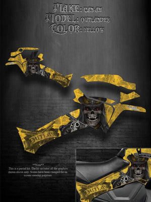 Graphics Kit For Can-Am Outlander 2012-2014 "The Outlaw" Side Panel  For Yellow Parts - Darkside Studio Arts LLC.