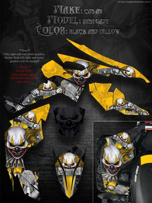 Graphics Kit For Can-Am Renegade "The Freak Show"   For Yellow Plastics Parts Decals - Darkside Studio Arts LLC.