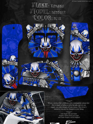 Graphics Kit For Yamaha Banshee "The Freak Show"  Blue Plastic Parts Decals Stickers - Darkside Studio Arts LLC.