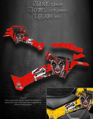 Graphics Kit For Can-Am Outlander 2012-2014 "The Jesters Grin"   For Side Panels Red - Darkside Studio Arts LLC.
