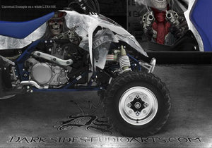 Graphics Kit For Suzuki Ltr450R Quadracer  Kit "The Outlaw" Designed For Black Plastics - Darkside Studio Arts LLC.