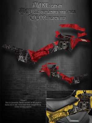 Graphics Kit For Can-Am 2013 Outlander Xmr & Max "The Outlaw" Side Panel Partial   Red - Darkside Studio Arts LLC.