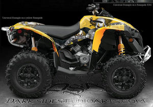 Graphics Kit For Can-Am Renegade "The Freak Show"   For Yellow Plastics Parts Decals - Darkside Studio Arts LLC.