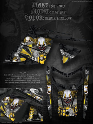 Ski-Doo Black & Yellow 2003-07 Mxz Rev Graphics Kit "The Freak Show" Renegade - Darkside Studio Arts LLC.